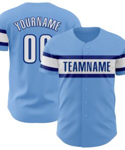 Custom Light Blue White-Royal Authentic Baseball Jersey