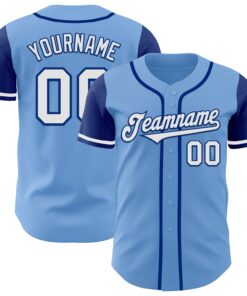 Custom Light Blue White-Royal Authentic Two Tone Baseball Jersey