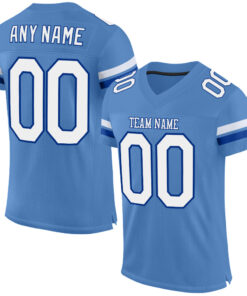 Custom Light Blue White-Royal Mesh Authentic Football Jersey