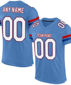 Custom Light Blue White-Royal Mesh Authentic Football Jersey