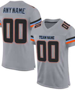 Custom Light Gray Black-Powder Blue Mesh Authentic Football Jersey
