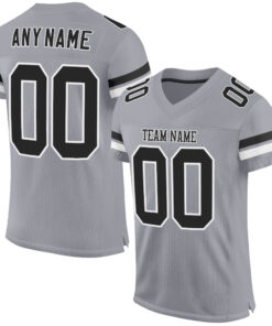 Custom Light Gray Black-White Mesh Authentic Football Jersey