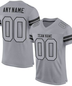Custom Light Gray Gray-Black Mesh Authentic Football Jersey