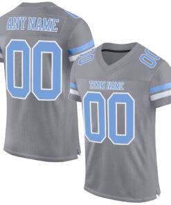 Custom Light Gray Light Blue-White Mesh Authentic Football Jersey