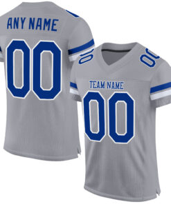 Custom Light Gray Royal-White Mesh Authentic Football Jersey
