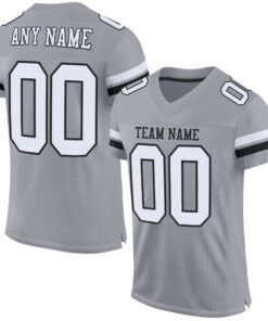Custom Light Gray White-Black Mesh Authentic Football Jersey