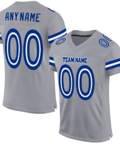 Custom Light Gray White-Royal Mesh Authentic Football Jersey