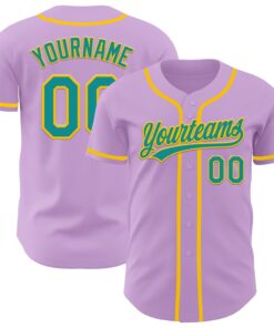 Custom Light Purple Teal-Yellow Authentic Baseball Jersey
