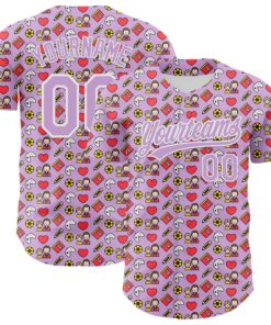 Custom Light Purple White 3D Pattern Design Father's Day Family Love Authentic Baseball Jersey