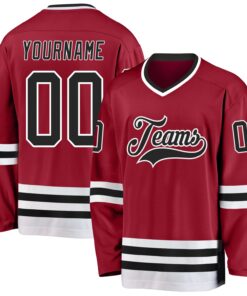 Custom Maroon Black-White Hockey Jersey
