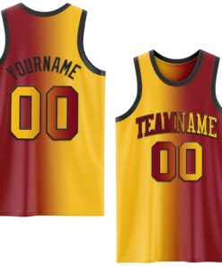 Custom Maroon Gold-Black Authentic Gradient Fashion Basketball Jersey