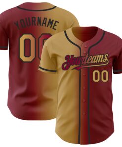 Custom Maroon Old Gold-Black Authentic Gradient Fashion Baseball Jersey