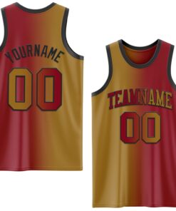 Custom Maroon Old Gold-Black Authentic Gradient Fashion Basketball Jersey