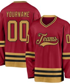 Custom Maroon Old Gold-Black Hockey Jersey