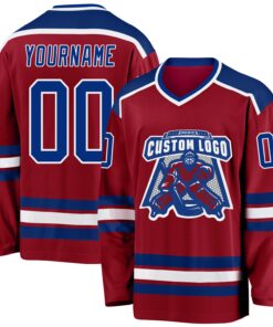 Custom Maroon Royal-White Hockey Jersey