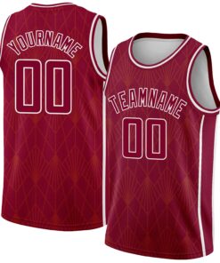 Custom Maroon White Geometric Shapes And Side Stripes Authentic City Edition Basketball Jersey