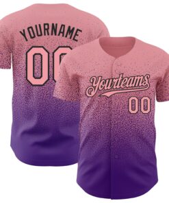 Custom Medium Pink Purple-Black Authentic Fade Fashion Baseball Jersey