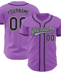 Custom Medium Purple Black-Gray Authentic Baseball Jersey