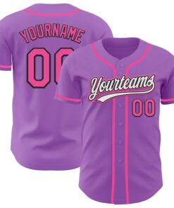 Custom Medium Purple Pink-Black Authentic Baseball Jersey