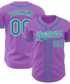 Custom Medium Purple Teal-White Authentic Baseball Jersey