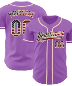 Custom Medium Purple Vintage USA Flag-Cream Authentic Baseball Jersey