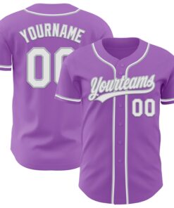 Custom Medium Purple White-Gray Authentic Baseball Jersey