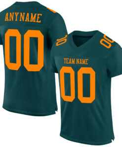 Custom Midnight Green Bay Orange Mesh Authentic Football Jersey