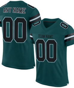 Custom Midnight Green Black-White Mesh Authentic Football Jersey