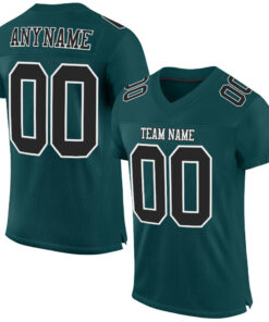 Custom Midnight Green Black-White Mesh Authentic Football Jersey