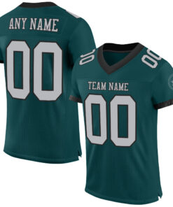 Custom Midnight Green Gray-Black Mesh Authentic Football Jersey