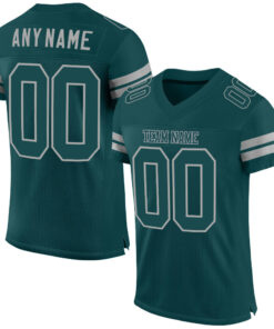 Custom Midnight Green Midnight Green-Gray Mesh Authentic Football Jersey