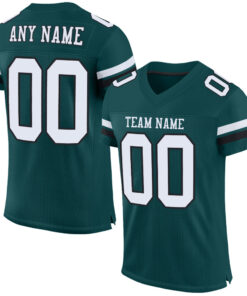 Custom Midnight Green White-Black Mesh Authentic Football Jersey