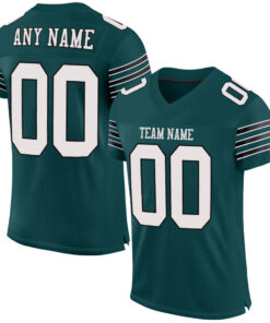 Custom Midnight Green White-Black Mesh Authentic Football Jersey