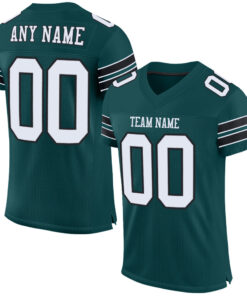 Custom Midnight Green White-Black Mesh Authentic Football Jersey