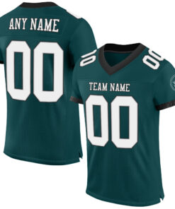 Custom Midnight Green White Gray-Black Mesh Authentic Football Jersey