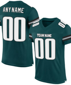 Custom Midnight Green White-Gray Mesh Authentic Football Jersey