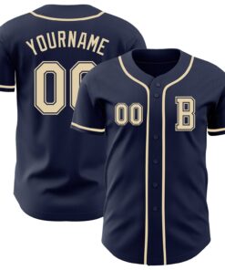 Custom Navy Cream Authentic Baseball Jersey