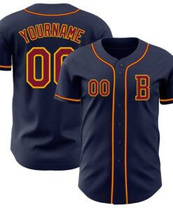 Custom Navy Crimson-Gold Authentic Baseball Jersey