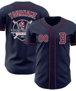 Custom Navy Crimson-White Authentic Baseball Jersey