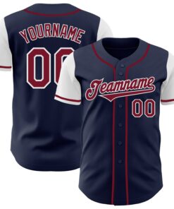 Custom Navy Crimson-White Authentic Two Tone Baseball Jersey