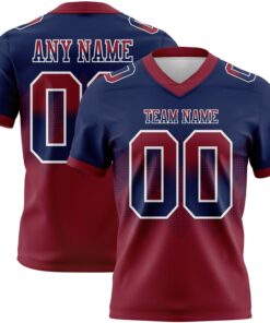 Custom Navy Crimson-White Mesh Authentic Gradient Square Shape Flag Football Jersey