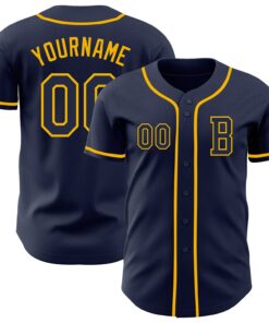 Custom Navy Gold Authentic Baseball Jersey