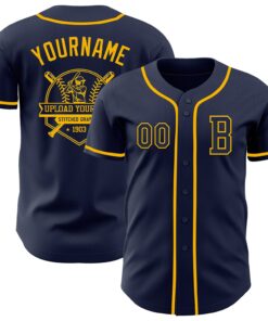 Custom Navy Gold Authentic Baseball Jersey