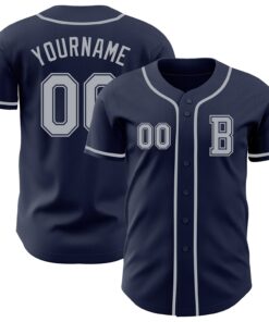 Custom Navy Gray Authentic Baseball Jersey