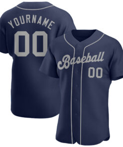 Custom Navy Gray Authentic Baseball Jersey