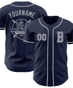 Custom Navy Gray Authentic Baseball Jersey