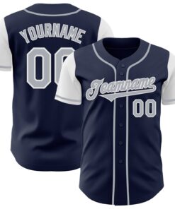 Custom Navy Gray-White Authentic Two Tone Baseball Jersey