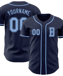Custom Navy Light Blue Authentic Baseball Jersey