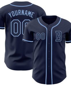 Custom Navy Light Blue Authentic Baseball Jersey