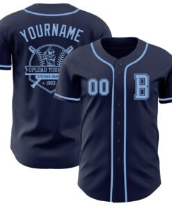 Custom Navy Light Blue Authentic Baseball Jersey